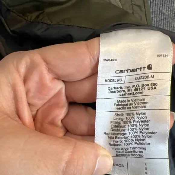 Carhartt Mens Gilliam Rain Defender Jacket Size Large Green Insulated Zip Up - Picture 7 of 9